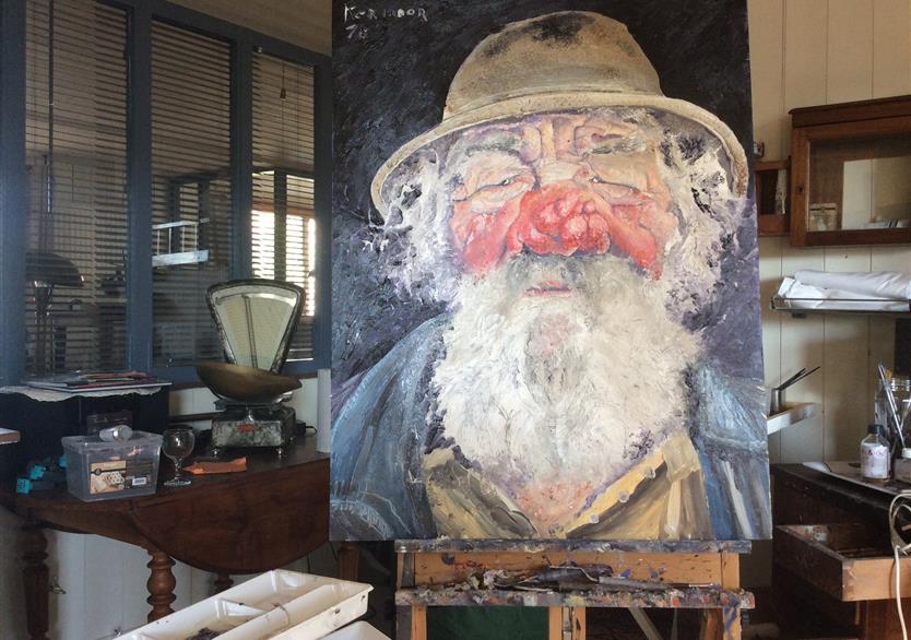 l'homme au chapeau. huile sur panneau 85/65