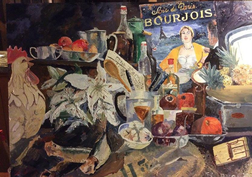 Le piège à souris. huile sur panneau 81/61. 470 euros