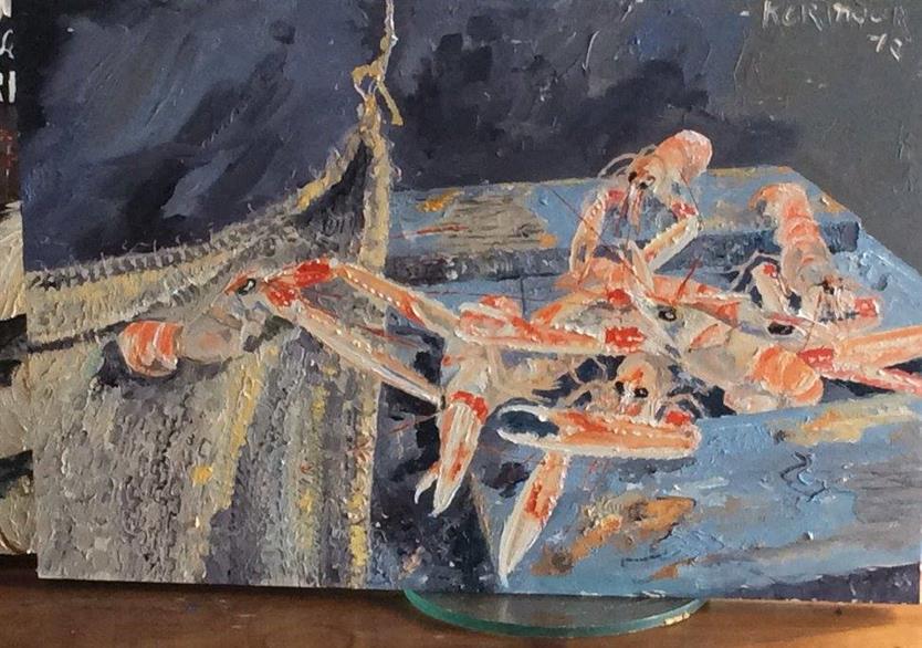 Composition avec langoustines. huile sur panneau 61/41.370 euros