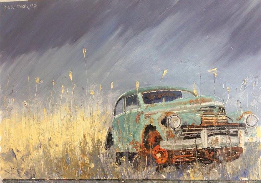 La vieille Plymouth . huile sur panneau 61/41. 250 euros