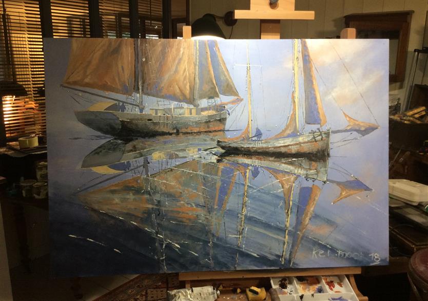 Calme plat. huile sur panneau 123/83. 900 euros