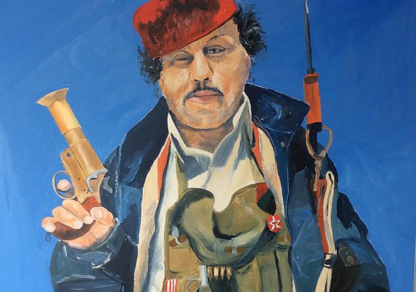 garde du corps de kadhafi. huile sur panneau 90/60. 450 euros