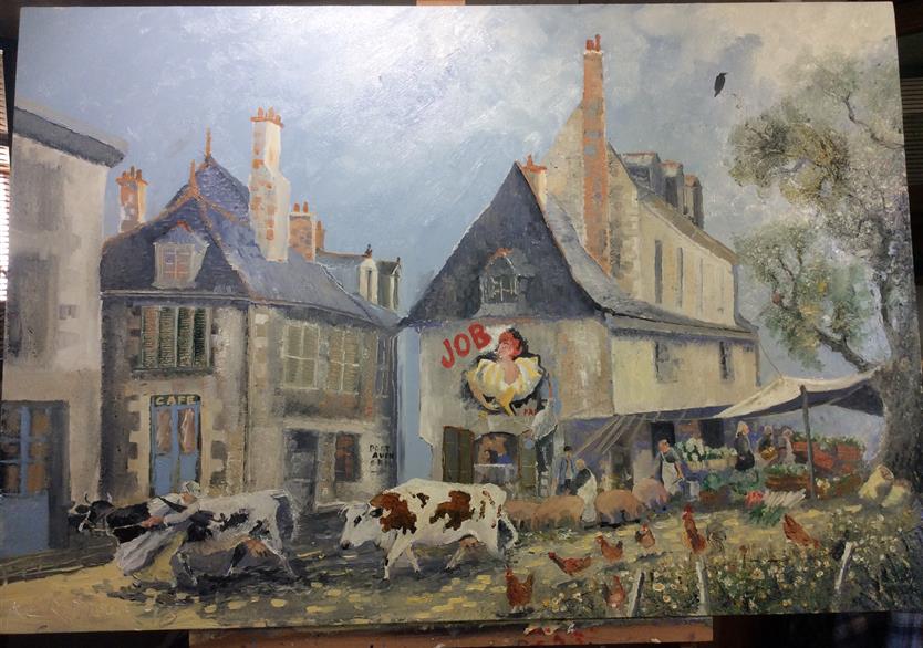 Sur la route de pont aven huile sur panneau 123/83. 900 euros